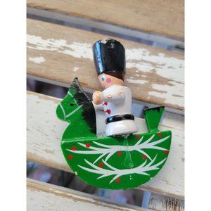 Soldier horse as is wooden ornament Xmas tree